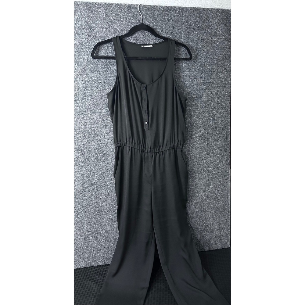 LOFT Womens Black Sleeveless‎ Jumpsuit Small Scoop Neck Elastic Waist Pockets
